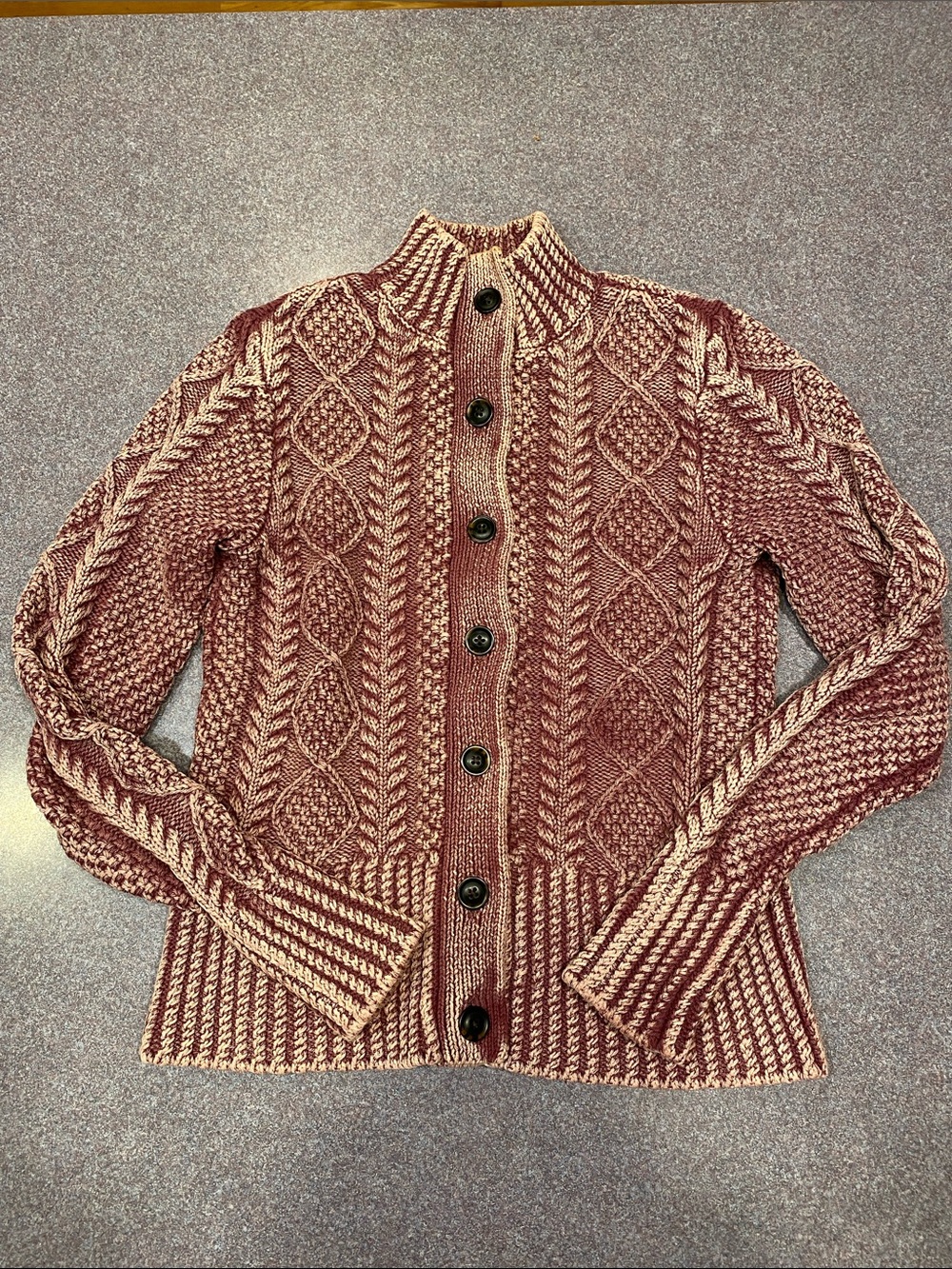 LL Bean Women’s signature Cable Knit Button-Up Sweater Cardigan